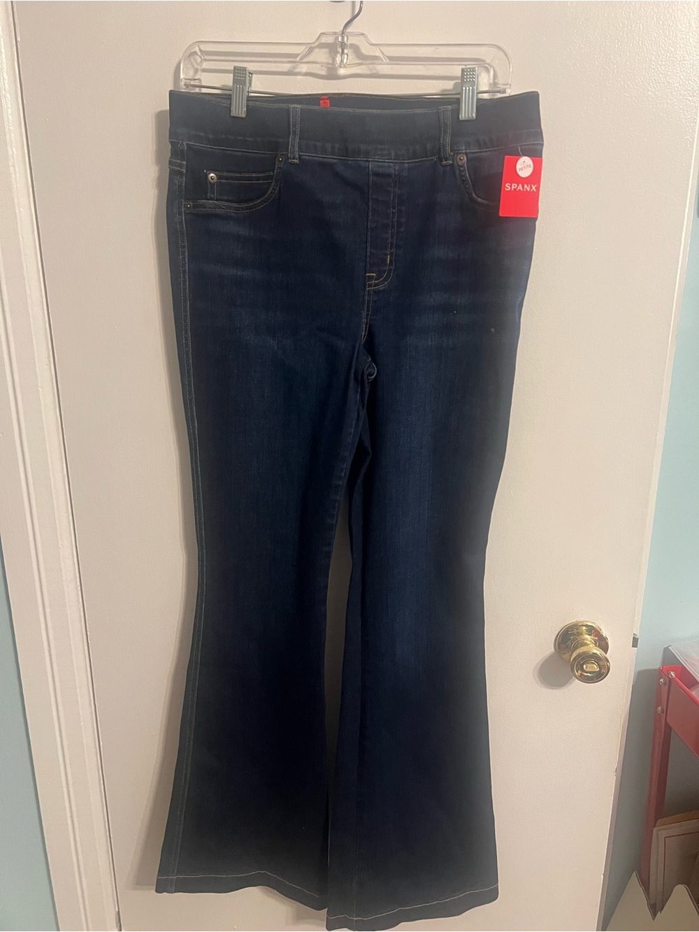 New with Tags SPANX Dark Blue Wide Leg Jeans Size L Petite
